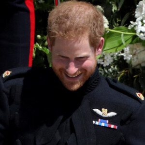 Le prince Harry, duc de Sussex, et Meghan Markle, duchesse de Sussex, à la sortie de chapelle St. George au château de Windsor. Royaume Uni, le 19 mai 2018.