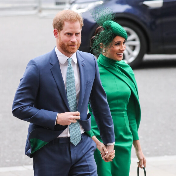 Le prince Harry et Meghan Markle - La famille royale d'Angleterre à la sortie de la cérémonie du Commonwealth en l'abbaye de Westminster à Londres, le 9 mars 2020.