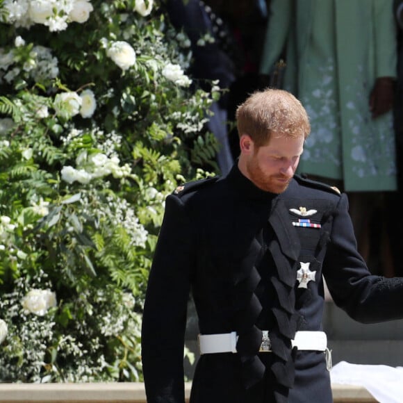 Le prince Harry, duc de Sussex, et Meghan Markle, duchesse de Sussex, à la sortie de chapelle St. George au château de Windsor - Sortie après la cérémonie de mariage du prince Harry et de Meghan Markle en la chapelle Saint-George au château de Windsor, Royaume Uni, le 19 mai 2018.