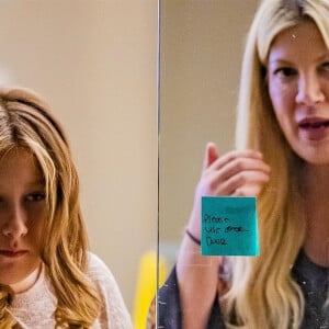 Exclusif - Tori Spelling emmène sa fille Stella chez le coiffeur en présence de son fils Beau à Calabasas, le 27 janvier 2020.