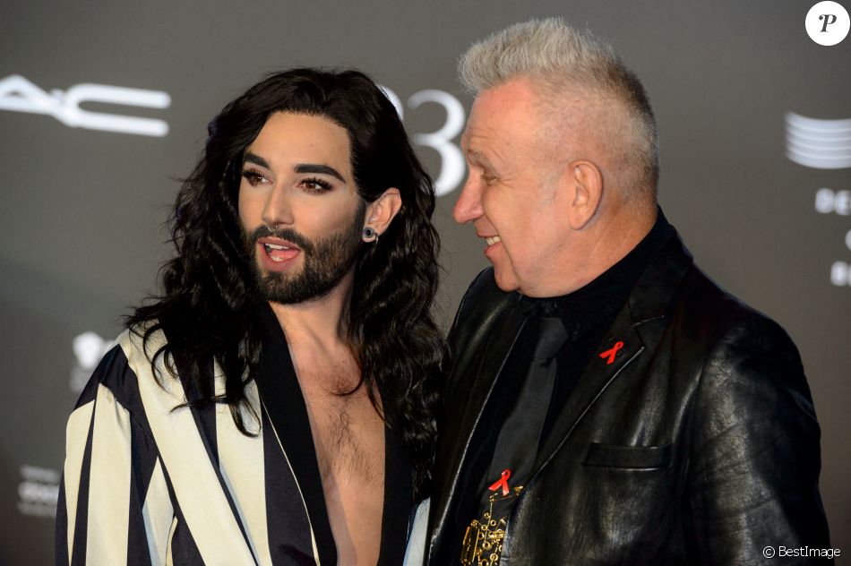 Conchita Wurst et Jean Paul Gaultier - 23e soirée caritative du Grand Opéra pour la lutte contre le Sida à Berlin, le 5 novembre 2016.