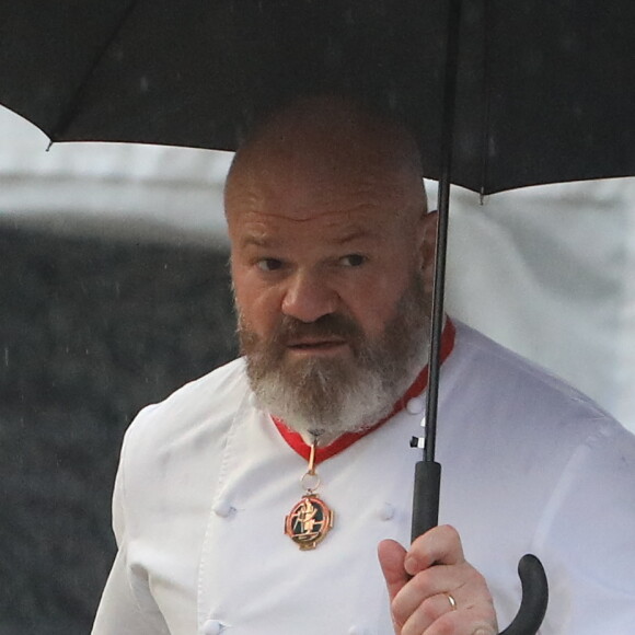 Les chefs Philippe Etchebest et Michel Sarran - Obsèques de Paul Bocuse en la cathédrale Saint-Jean de Lyon. Le 26 janvier 2018 