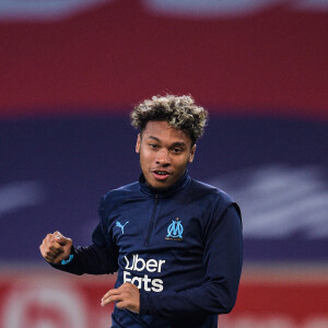 Boubacar Kamara ( 4 - Olympique Marseille ) - Echauffement - Match de football en ligue 1 Uber Eats : Lille bat Marseille (OM) 2 à 0 au stade Pierre Mauroy le 3 mars 2021. © Federico Pestellini / Bestimage 