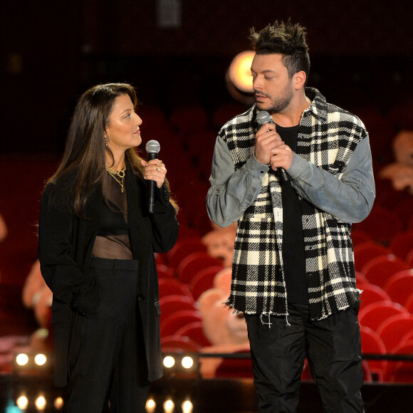 Exclusif - Camille Lellouche et Kev Adams au livestream "CamKev Comedy and Songs" diffusé sur la plateforme de streaming Gigson.live, au théâtre Mogador à Paris. © Veeren/Bestimage