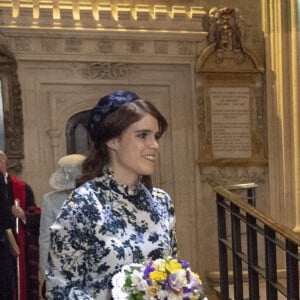 La reine Elizabeth II d'Angleterre et la princesse Eugenie d'York lors du service religieux "Royal Maundy" en la chapelle St George au château de Windsor. Le 18 avril 2019