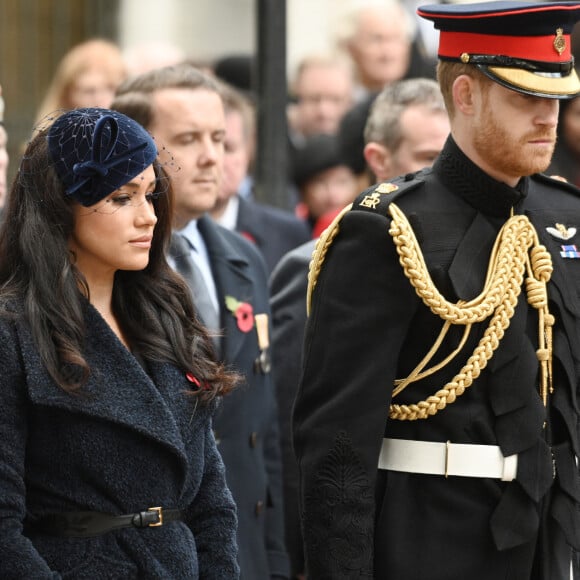 Le prince Harry, duc de Sussex, et Meghan Markle, duchesse de Sussex, assistent au 'Remembrance Day', une cérémonie d'hommage à tous ceux qui sont battus pour la Grande-Bretagne, à Westminster Abbey. © Ray Tang via Zuma Press/Bestimage