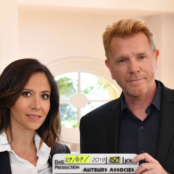 Exclusif - Fabienne Carat et Xavier Deluc durant le premier jour de tournage de la nouvelle saison de la série télévisée diffusée sur TF1 "Section de Recherches", le 9 septembre 2019 au Rouret. © Bruno Bebert / Bestimage