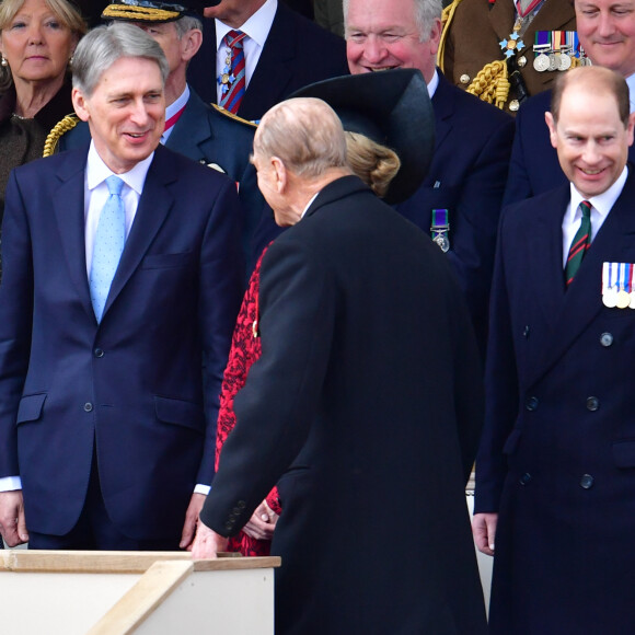 Catherine Kate Middleton, la duchesse de Cambridge, Philip Hammond, la reine Elisabeth II d'Angleterre, le prince Philip, duc d'Edimbourg, Sophie, la comtesse de Wessex - La famille royale britannique assiste à l'inauguration du monument aux soldats britanniques tombés en Irak et en Afghanistan à Londres le 9 mars 2017.