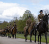The Kings Troop Royal Horse Artillery lors des répétitions pour les funérailles du prince Philip, duc d'Edimbourg, au château de Windsor, Royaume Uni, le 15 avril 2021.