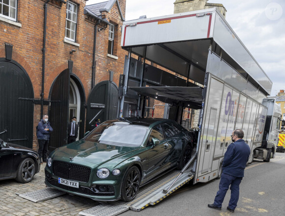 Des Bentley livrées pour les funérailles du prince Philip, duc d'Edimbourg, samedi, au château de Windsor, Royaume Uni, le 13 avril 2021.