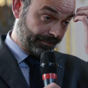 Edouard Philippe, Premier ministre, lors de la 2ème cérémonie de remise du Prix national Ilan HALIMI à l'Hôtel de Matignon, à Paris, France, le 12 février, 2020. © Isa Harsin/Pool/Bestimage 