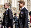 Le prince Harry, duc de Sussex, le prince William, duc de Cambridge - Arrivées aux funérailles du prince Philip, duc d'Edimbourg à la chapelle Saint-Georges du château de Windsor, le 17 avril 2021. 
