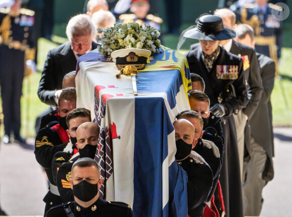 Funérailles du prince Philip, duc d'Edimbourg à la chapelle Saint-Georges du château de Windsor, Royaume Uni, le 17 avril 2021. 