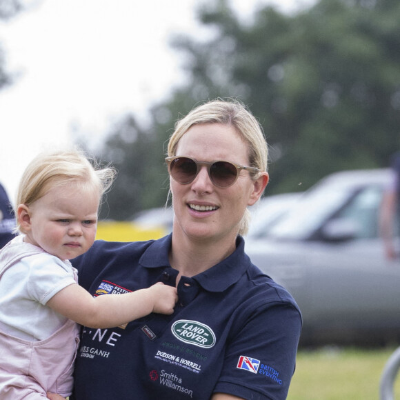 Zara Tindall, son mari Mike et leurs enfants Mia et Lena au "Festival of British Eventing" à Gatcombe Park. Le 3 août 2019