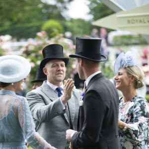 Le prince William, duc de Cambridge, Catherine (Kate) Middleton, duchesse de Cambridge, Zara Phillips (Zara Tindall), Mike Tindall - La famille royale britannique et les souverains néerlandais lors de la première journée des courses d'Ascot 2019, à Ascot, Royaume Uni, le 18 juin 2019.