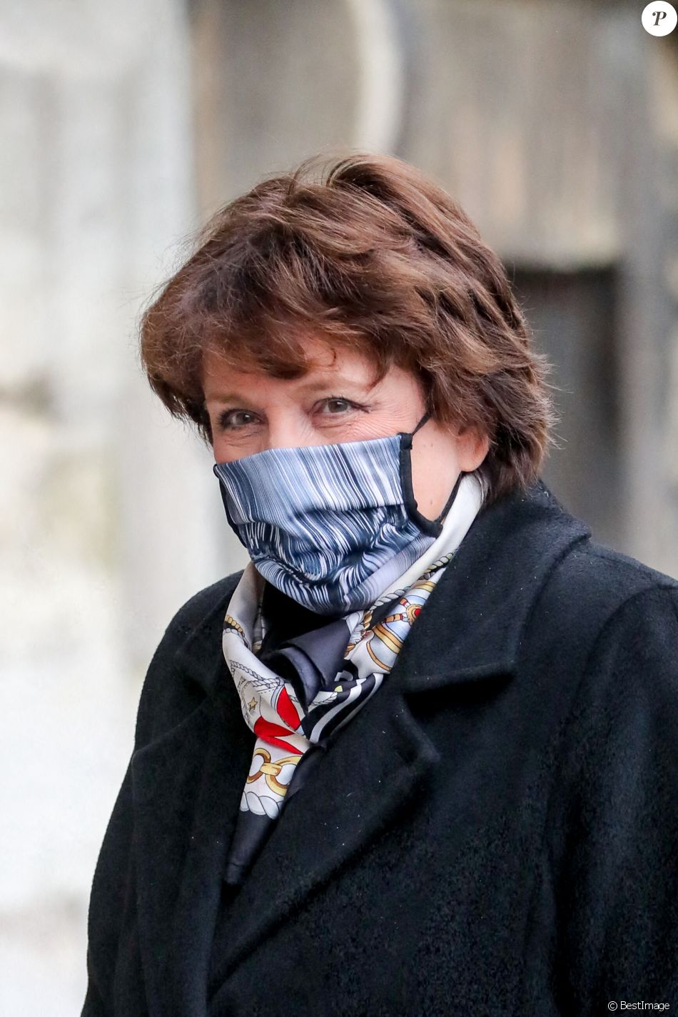La ministre de la Culture Roselyne Bachelot - Messe en hommage à Robert Hossein en l'église Saint-Sulpice à Paris. Le 9 février 2021
