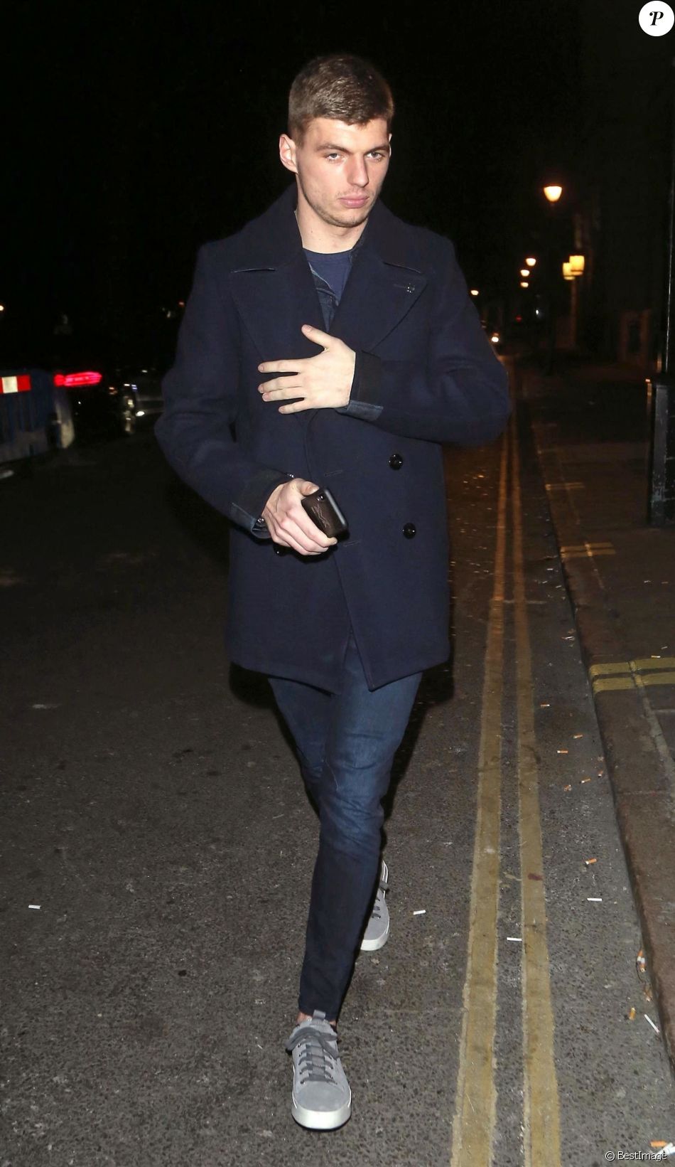 Max Verstappen arrivent à la soirée au Lio Cabaret Club à Londres, Royaume Uni, le 21 février 2019.