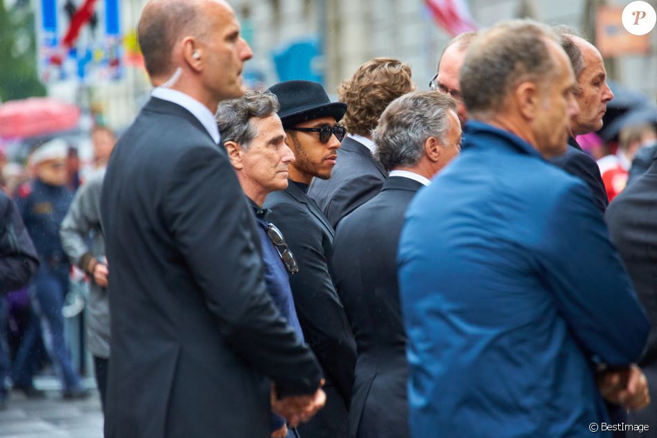 Nelson Piquet et Lewis Hamilton aux obsèques de Niki Lauda, à Vienne, le 29 mai 2019.