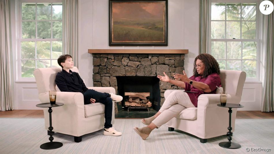 Elliot Page se confie à Oprah Winfrey, après son coming out transgenre dans l'émission "The Oprah Conversation". Los Angeles. Le 28 avril 2021.