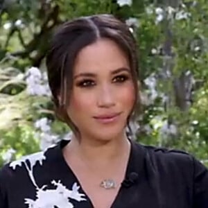 Meghan Markle lors de l'entretien intitulé "Meghan & Harry" entre le prince Harry, Meghan Markle et la présentatrice américaine Oprah Winfrey© Capture TV CBS via Bestimage