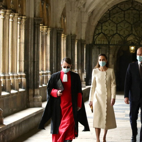 Le prince William, duc de Cambridge, et Catherine (Kate) Middleton, duchesse de Cambridge, lors d'une visite au centre de vaccination de l'abbaye de Westminster à Londres, Royaume Uni, le 23 mars 2021.