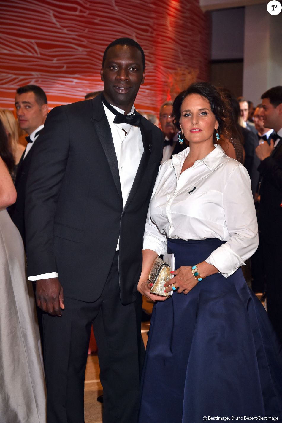 Info ( Omar Sy bientôt papa pour la 5 ème fois, sa femme Hélène est enceinte) - Omar Sy et sa femme Hélène - 68ème gala de la croix rouge Monégasque dans la salle des Etoiles du Sporting Monte-Carlo à Monaco, le 23 juillet 2016. © Bruno Bebert/Bestimage