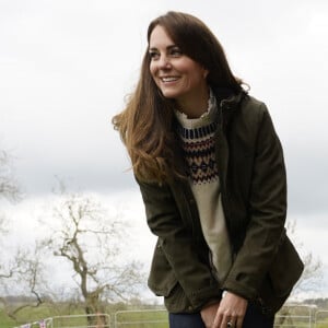 Catherine (Kate) Middleton, duchesse de Cambridge, visite la ferme du manoir à Little Stainton, Royaume Uni, le 27 avril 2021.