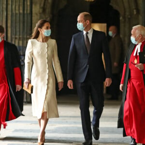 Le prince William, duc de Cambridge, et Catherine (Kate) Middleton, duchesse de Cambridge, lors d'une visite au centre de vaccination de l'abbaye de Westminster à Londres, Royaume Uni, le 23 mars 2021.