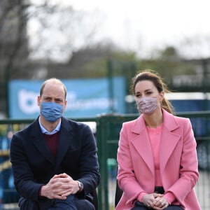 Le prince William, duc de Cambridge, et Kate Middleton, duchesse de Cambridge, visitent l'école "School 21" à Londres, le 11 mars 2021.