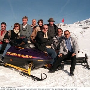 Jean-Claude Romer (au milieu, en arrière-plan), Bruno Solo, Virginie Lemoine, Bruno Masure, Alexandre Arcady et Dominique Chaussois au festival Comedi'Alp à l'Alpe d'Huez. Le 24 janvier 1999.