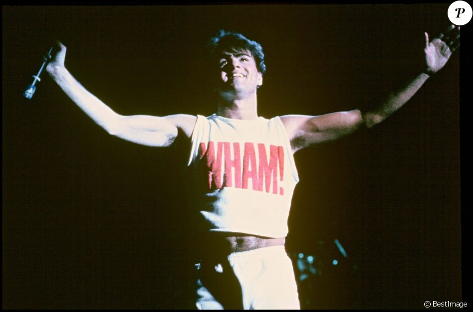 George Michael et Wham! en concert à Londres en 1985.