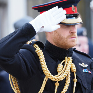 Le prince Harry, duc de Sussex, à l'abbaye de Westminster pour les commémorations du Souvenir à Londres. Le 8 novembre 2018