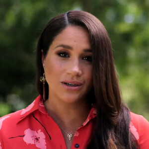 Meghan Markle, s'adresse dans un message vidéo à l'assistance du concert caritatif Vax Live à Los Angeles, le 8 mai 2021.