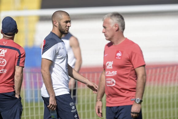 Karim Benzema et Didier Deschamps, en juillet 2014.