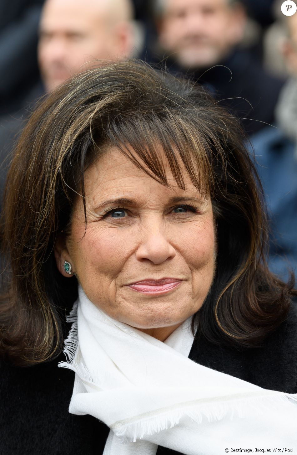 Anne Sinclair - Le président de la République française Emmanuel Macron durant la cérémonie d'hommage national au fondateur, directeur et éditorialiste du Nouvel Observateur Jean Daniel aux Invalides à Paris, France, le 28 février 2020. © Jacques Witt / Pool / Bestimage