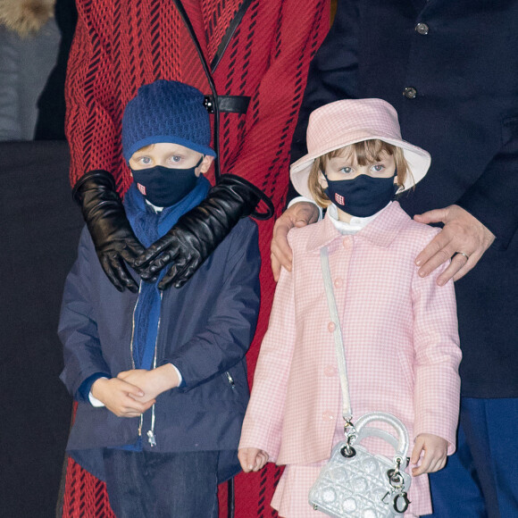 Le prince Albert II de Monaco, sa femme la princesse Charlene et leurs enfants le prince héréditaire Jacques et la princesse Gabriella durant la célébration de la Sainte Dévote, Sainte patronne de Monaco, à Monaco le 26 janvier 2021. © Olivier Huitel / Pool Monaco /Bestimage