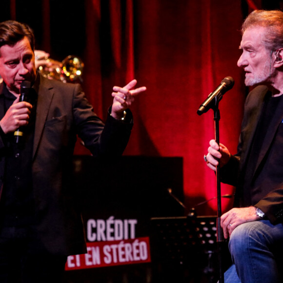 Exclusif - "À crédit et en stéréo", une soirée avec Laurent Gerra et Eddy Mitchell, 9 musiciens (et un barman, l'humoriste Chicandier) pour un spectacle unique de chansons et d'humour, spécialement créé pour être diffusé sur Internet le 27 mai 2021. © ANDRED / Bestimage