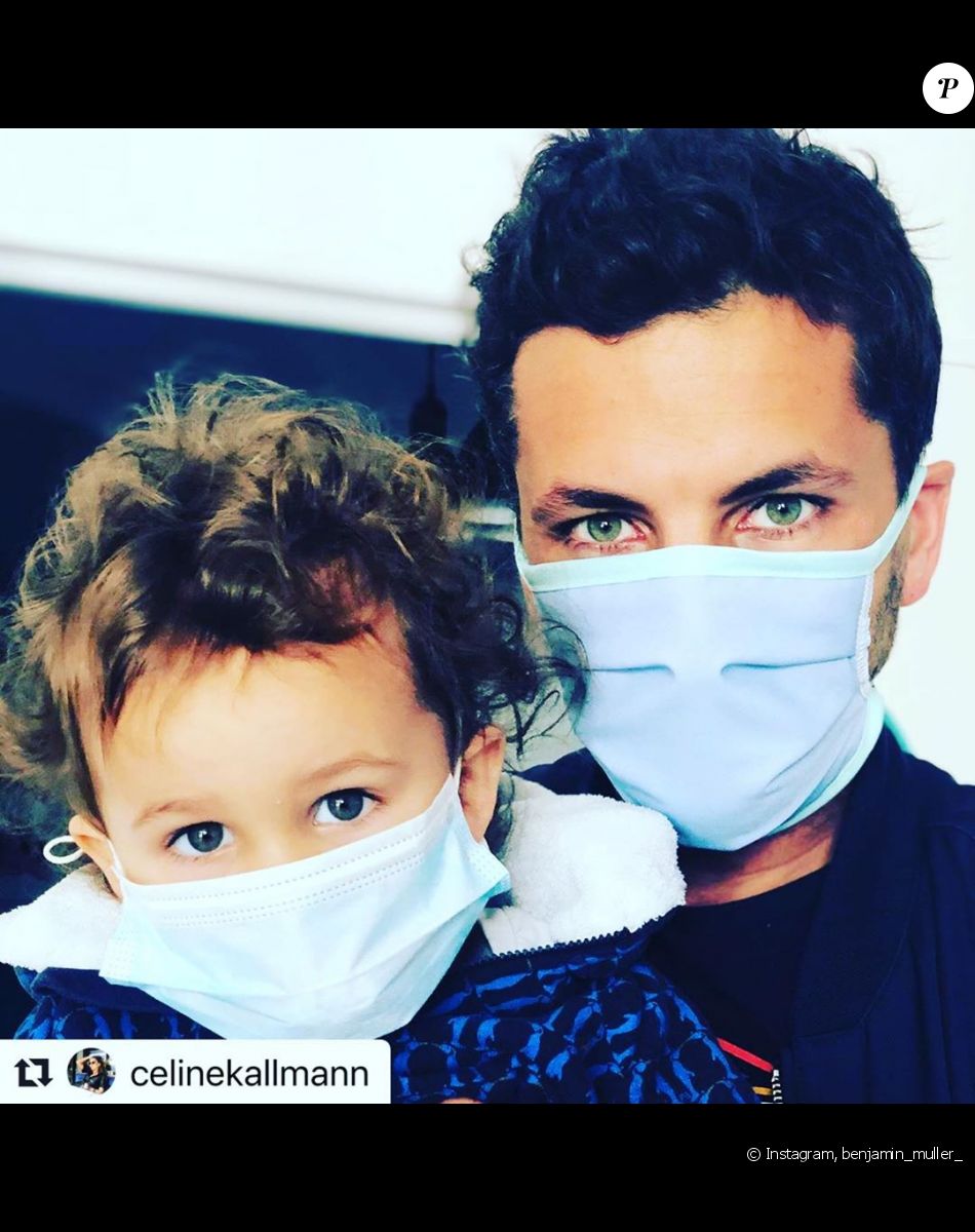 Benjamin Muller et l'un de ses enfants, le 14 mai 2020