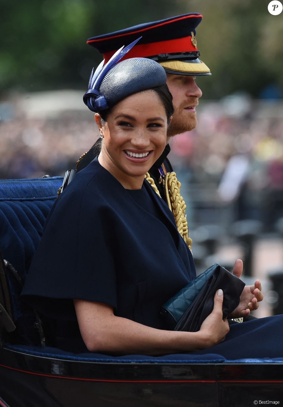 Le prince Harry, duc de Sussex, et Meghan Markle, duchesse de Sussex - La parade Trooping the Colour 2019, célébrant le 93ème anniversaire de la reine Elisabeth II, au palais de Buckingham, Londres, le 8 juin 2019.