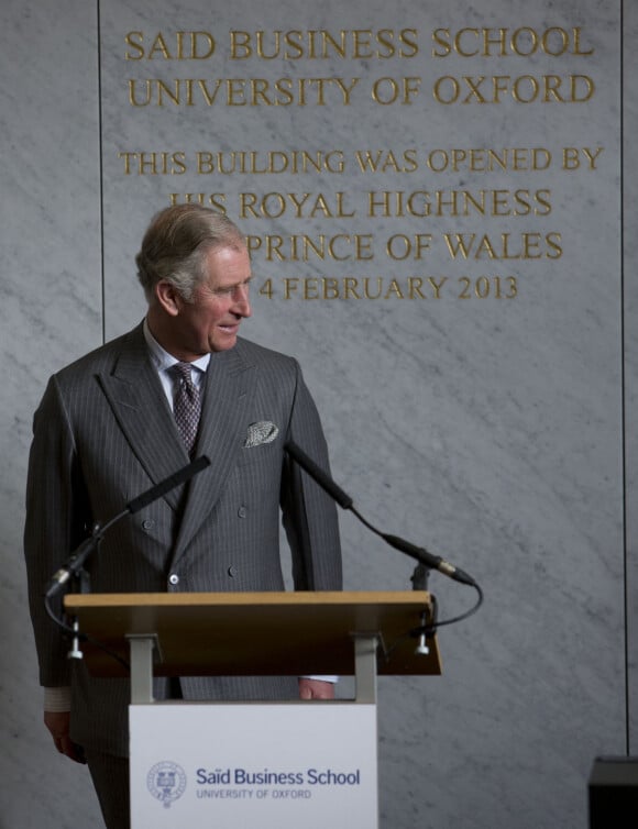 Le prince Charles visite l'ecole "Said Business School" a Oxford, le 4 fevrier 2013. 