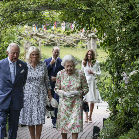 Elizabeth II, le prince Charles et sa femme Camilla lors du sommet du G7 en Cornouailles, le 11 juin 2021