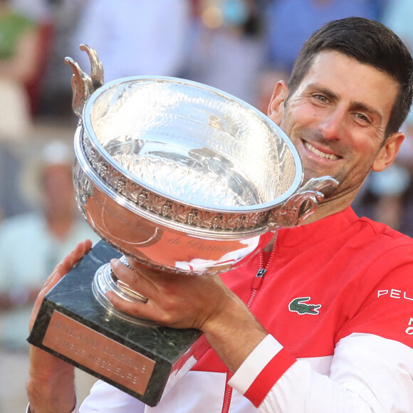 Novak Djokovic - Novak Djokovic s'est imposé face à Stefanos Tsitsipas en finale des internationaux de tennis de Roland Garros à Paris, le 13 juin 2021. © Dominique Jacovides/Bestimage