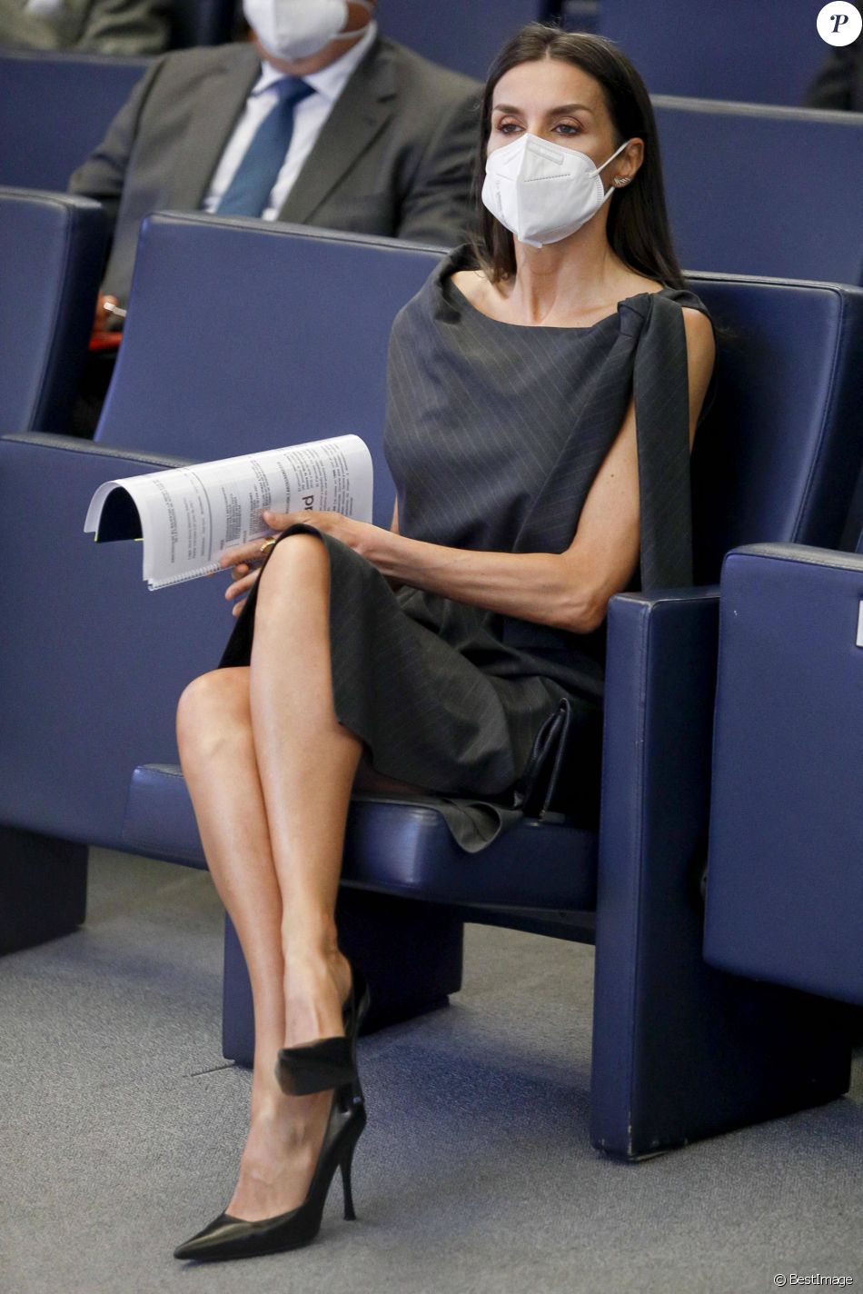 La reine Letizia d'Espagne visite la FAD (Fondation contre la drogue) au siège de la Mutua Madrilena à Madrid; Espagne, le 2 juin 2021.