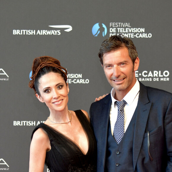 Fabienne Carat (longue robe en tulle noir Christophe Guillarmé, collier Helena Joy Paris) et Franck Sémonin lors de la soirée d'ouverture du 60ème Festival de Télévision de Monte-Carlo au Grimaldi Forum à Monaco, le 18 juin 2021. Créé en 1961 par le Prince Rainier III de Monaco, le Festival de Télévision de Monte-Carlo présente, depuis plus d'un demi-siècle, les tendances du petit écran et anticipe les révolutions du secteur. © Bruno Bébert/Bestimage