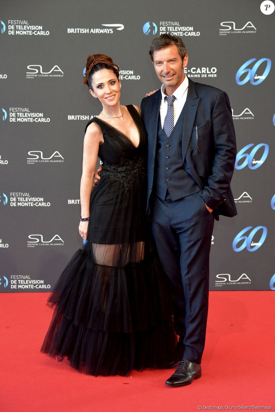 Fabienne Carat (longue robe en tulle noir Christophe Guillarmé, collier Helena Joy Paris) et Franck Sémonin lors de la soirée d'ouverture du 60ème Festival de Télévision de Monte-Carlo au Grimaldi Forum à Monaco, le 18 juin 2021. Créé en 1961 par le Prince Rainier III de Monaco, le Festival de Télévision de Monte-Carlo présente, depuis plus d'un demi-siècle, les tendances du petit écran et anticipe les révolutions du secteur. © Bruno Bébert/Bestimage