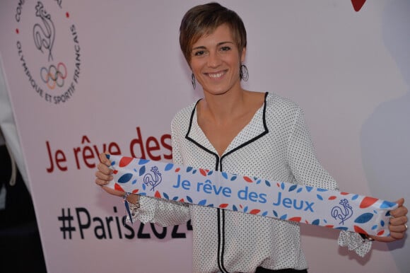 Céline Dumerc - Rassemblement pour le lancement de la campagne "Je rêve des Jeux" pour la candidature de "Paris 2024" pour les Jeux Olympiques à Paris. Le 25 septembre 2015.