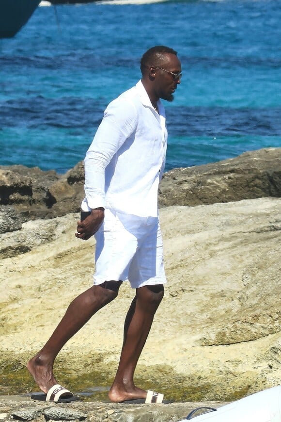 Usain Bolt en vacances à Formentera, Espagne, le 15 août 2019.