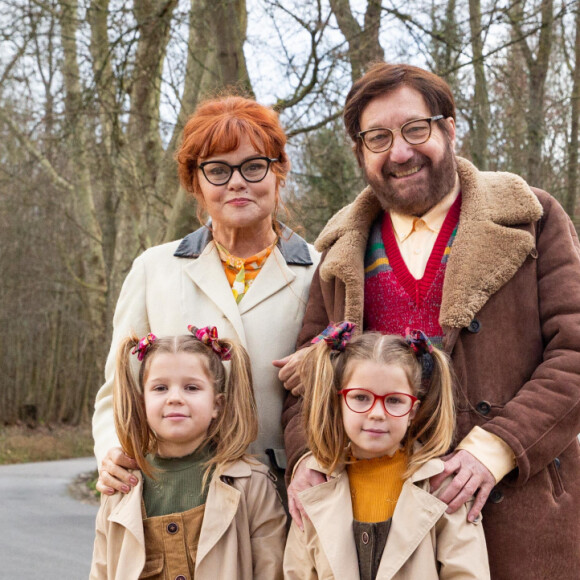 Muriel Robin, François Berléand, Louise et Sarah Watbot Beslin - Backstage de l'enregistrement de "I love you coiffure". Le 28 janvier 2020. © Cyril Moreau / Bestimage