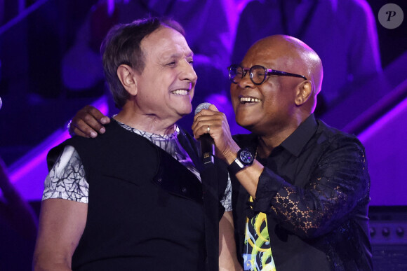 Exclusif - Emile Wandelmer et Mario Ramsamy du groupe Emile et Images - Enregistrement de l'émission "Fête de la musique à Roland Garros" à Paris, diffusée sur France 2 en direct le 21 juin © Cyril Moreau / Bestimage