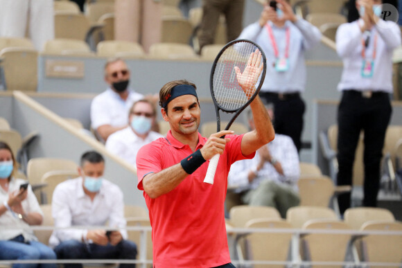 Roger Federer, vainqueur du 2ème tour, lors du tournoi de tennis de Roland Garros à Paris. Le 3 juin 2021. © Dominique Jacovides / Bestimage
